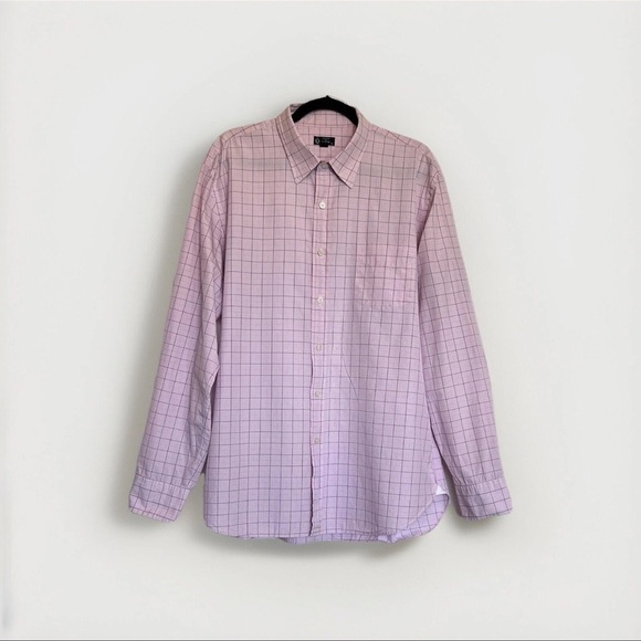 J. Crew Men’s Dress Shirt Checkered 120's 2ply Cotton Button Down Pink Size XL - Picture 1 of 15